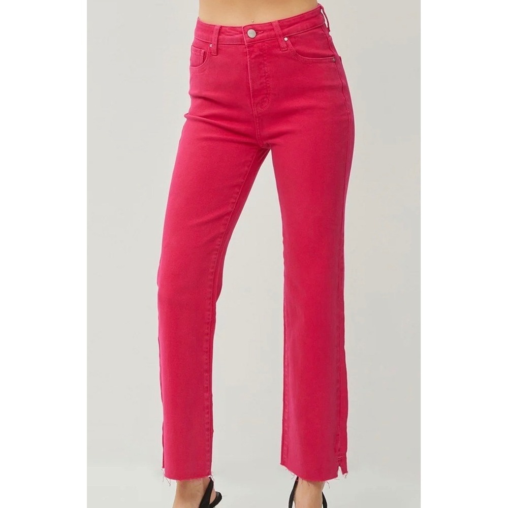 Risen Tyla Felicity Tummy Control Straight Leg Jeans Fuchsia Pink 5/27